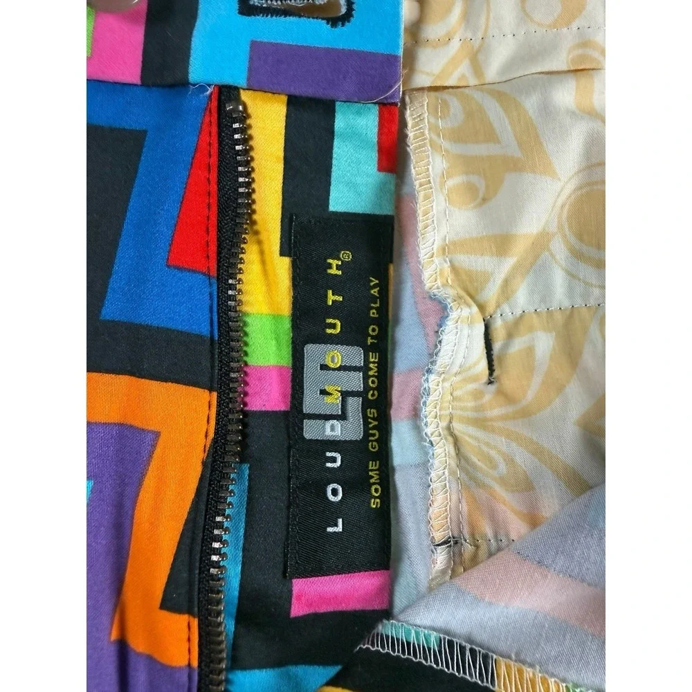LOUDMOUTH‎ Golf Shorts Mens 43 Multicolor Zigzag Loud Pattern Flat Front